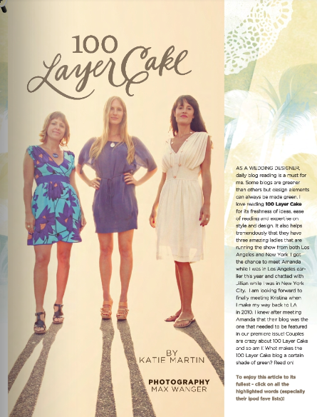 100 Layer Cake Featured in Winter 2010 Issue Of Eco-Beautiful Weddings