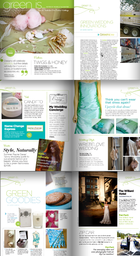 Green Is Section of the WInter 2010 Issue of Eco-Beautiful Weddings Magazine