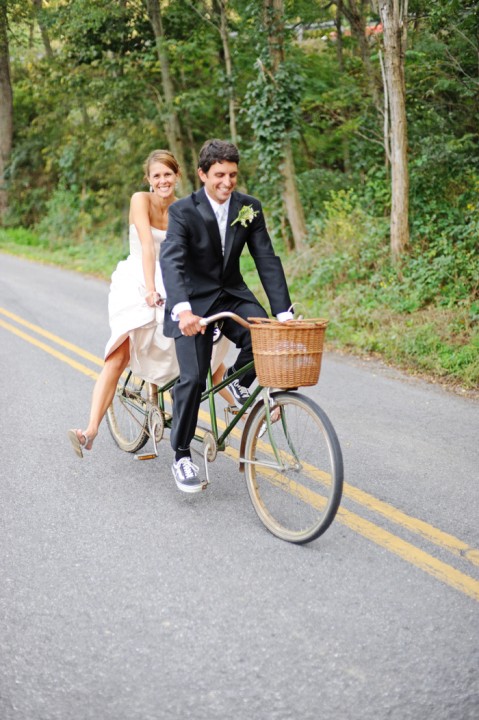 bride groom bike green eco friendly wedding transportation kate headley