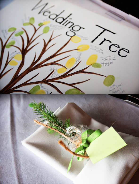 eco-friendly-wedding-tree-theme-georgia Eco-friendly thumbprint tree and tree saplings as favors