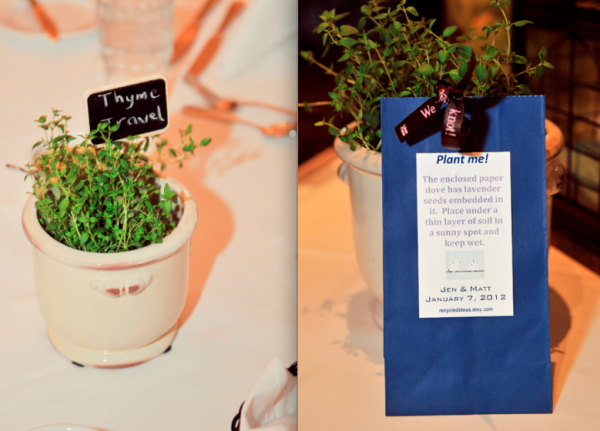 Eco-friendly wedding favors and centerpieces