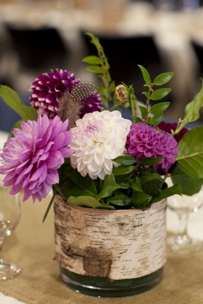 Eco-friendly-dahlia-centerpieces-washington-wedding Eco-Friendly wedding centerpieces with dahlias
