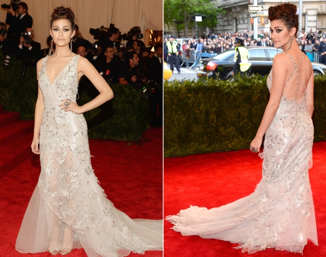 emmy-rossum-met-gala-2013-donna-karen-eco-friendly-fair-trade-fashion-eco-beautiful-weddings emmy rossum met gala 2013 donna karen eco friendly fair trade fashion eco beautiful weddings